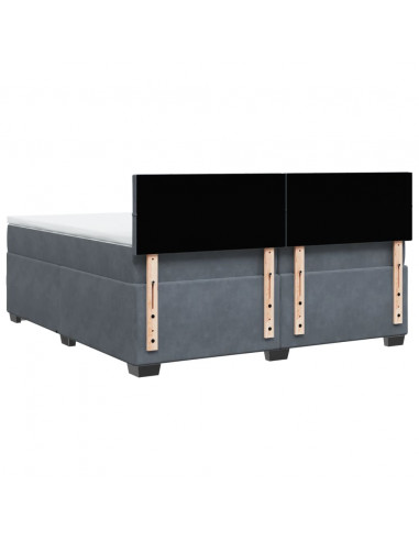 Giroletto a Molle con Materasso Grigio Scuro 200x200 cm Velluto