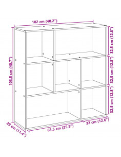 Libreria Divisorio Grigio Cemento 102x29x103,5 cm in Truciolato