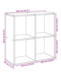 Libreria Divisorio Grigio Cemento 69,5x29x69,5 cm in Truciolato