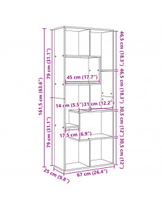 Libreria Divisorio Grigio Sonoma 67x25x161,5 cm in Truciolato