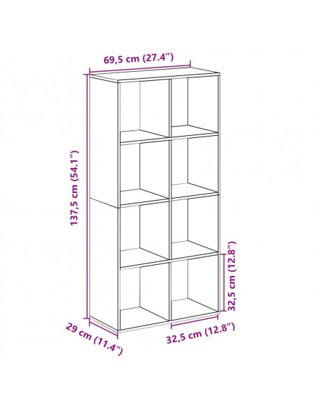 Libreria Divisorio Legno Antico 69,5x29x137,5 cm in Truciolato