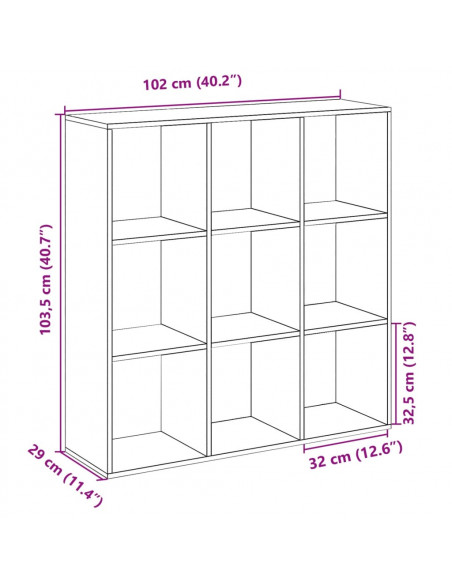 Libreria Divisorio Nera 102x29x103,5 cm in Truciolato