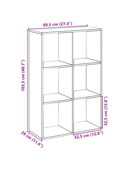 Libreria Divisorio Nera 69,5x29x103,5 cm in Truciolato