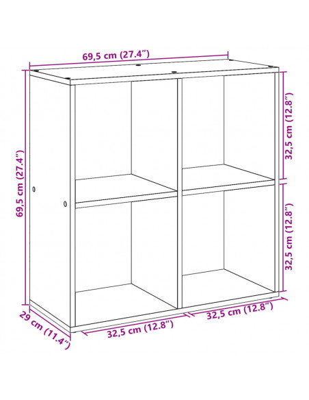 Libreria Divisorio Nera 69,5x29x69,5 cm in Truciolato