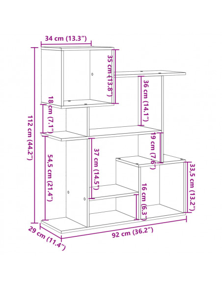 Libreria Divisorio Nera 92x29x112 cm in Truciolato