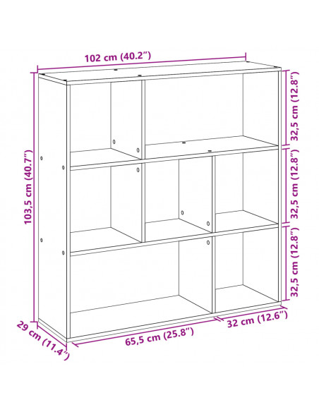 Libreria Divisorio Rovere Fumo 102x29x103,5 cm in Truciolato
