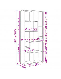 Libreria Divisorio Rovere Fumo 67x25x161,5 cm in Truciolato