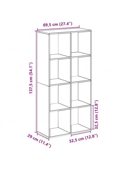 Libreria Divisorio Rovere Fumo 69,5x29x137,5cm in Truciolato