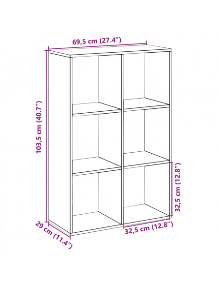 Libreria Divisorio Rovere Marrone 69,5x29x103,5cm in Truciolato