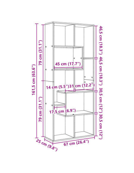Libreria Divisorio Rovere Sonoma 67x25x161,5 cm in Truciolato