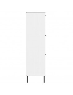 Libreria Gambe Metallo Bianco 90x35x128,5cm Legno Massello OSLO