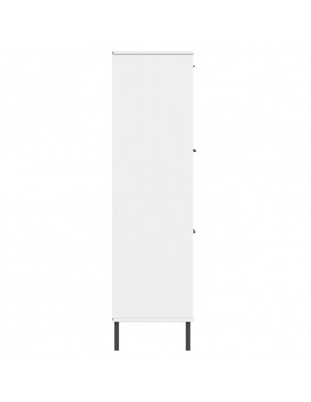 Libreria Gambe Metallo Bianco 90x35x128,5cm Legno Massello OSLO