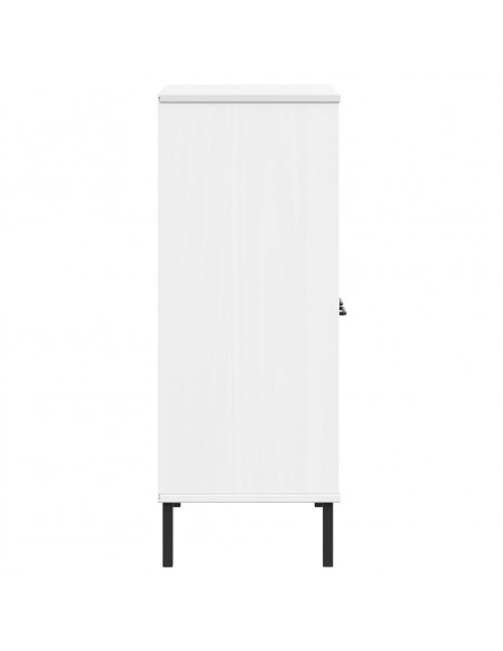 Libreria Gambe Metallo Bianco 90x35x90,5 cm Legno Massello OSLO