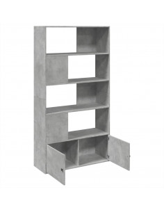 Libreria Grigio Cemento 100x36x189 cm in Legno Multistrato