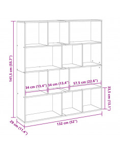 Libreria Grigio Cemento 132x29x141,5 cm in Legno Multistrato