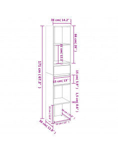 Libreria Grigio Cemento 36x30x171 cm in Legno Multistrato