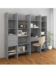 Libreria Grigio Cemento 40x35x180 cm in Legno Multistrato