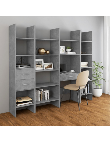 Libreria Grigio Cemento 40x35x180 cm in Legno Multistrato