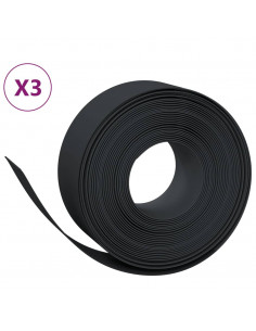 Bordature da Giardino 3 pz Nere 10 m 20 cm in Polietilene 2
