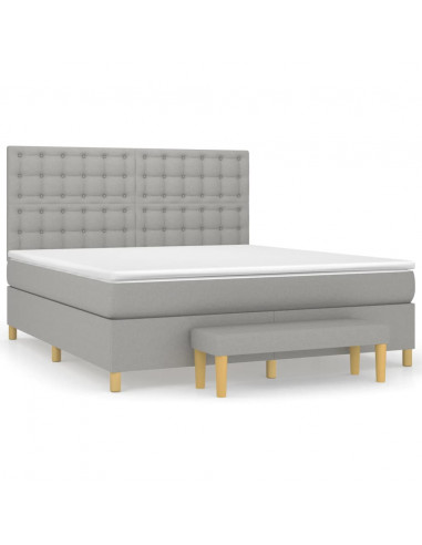 Giroletto a Molle con Materasso Grigio Chiaro180x200 cm Tessuto