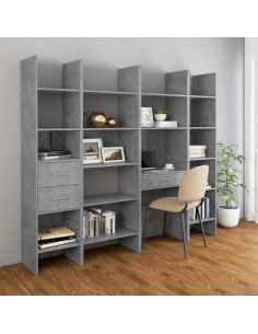 Libreria Grigio Cemento 60x35x180 cm in Legno Multistrato