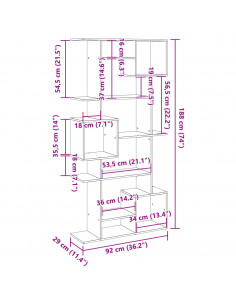 Libreria Grigio Cemento 92x29x188 cm in Legno Multistrato