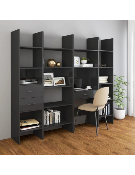 Libreria Grigio Lucido 60x35x180 cm in Legno Multistrato