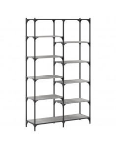 Libreria Grigio Sonoma 100x32x170 cm Legno Multistrato e Ferro