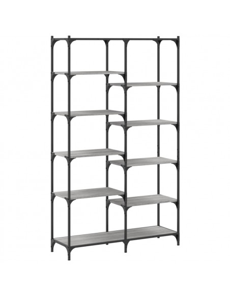 Libreria Grigio Sonoma 100x32x170 cm Legno Multistrato e Ferro