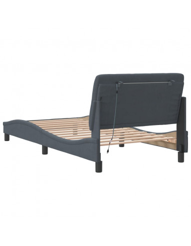 Giroletto con Luci LED Grigio Scuro 100x200 cm in Velluto