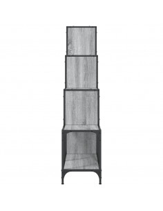 Libreria Grigio Sonoma 122x30x132cm Legno Multistrato e Metallo