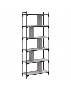 Libreria Grigio Sonoma 6 Ripiani 76x32x192 cm Legno Multistrato