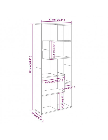 Libreria Grigio Sonoma 67x24x161 cm in Legno Ingegnerizzato