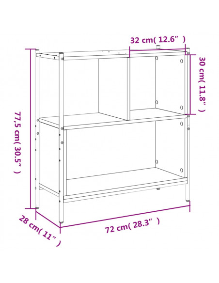 Libreria Grigio Sonoma 72x28x77,5 cm in Legno Multistrato