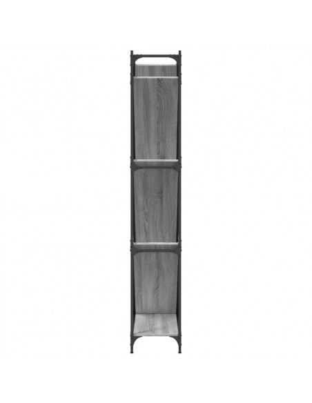Libreria Grigio Sonoma 79x30x180cm Legno Multistrato e Metallo