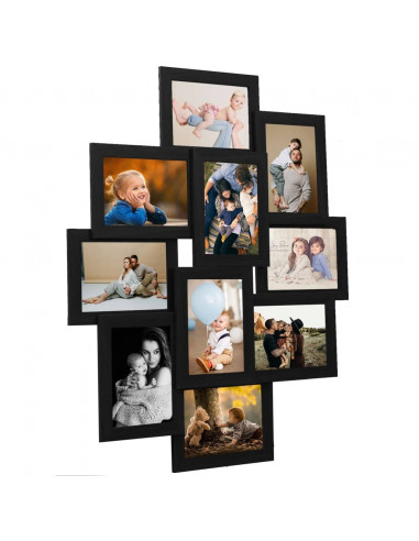 Cornice per Foto Collage per 10x(10x15 cm) Foto Nera in MDF
