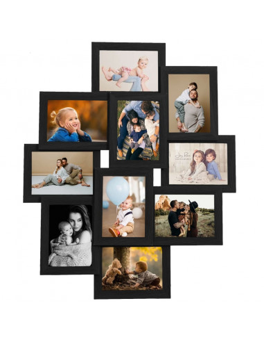 Cornice per Foto Collage per 10x(10x15 cm) Foto Nera in MDF