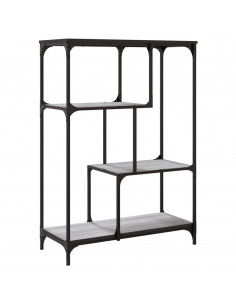 Libreria Grigio Sonoma 81x36x115 cm Legno Multistrato e Acciaio