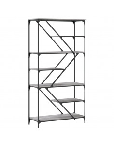 Libreria Grigio Sonoma 91x36x176 cm Legno Multistrato e Acciaio