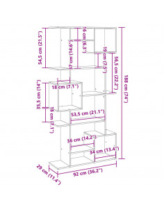 Libreria Grigio Sonoma 92x29x188 cm in Legno Multistrato