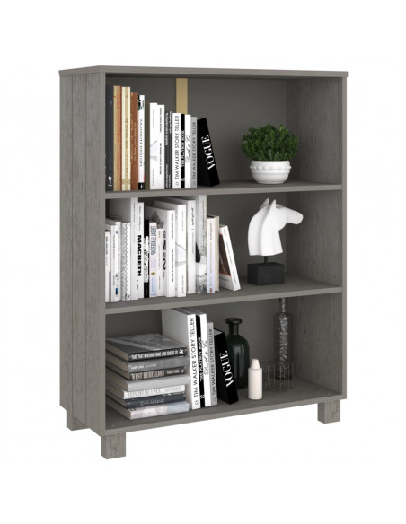 Libreria HAMAR Grigio Chiaro 85x35x112cm Legno Massello di Pino
