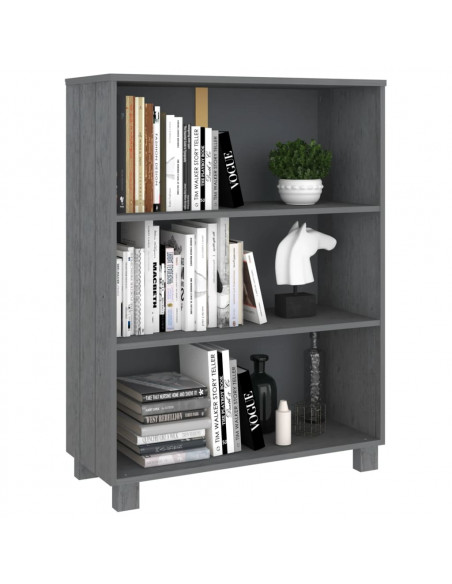 Libreria HAMAR Grigio Scuro 85x35x112 cm Legno Massello di Pino