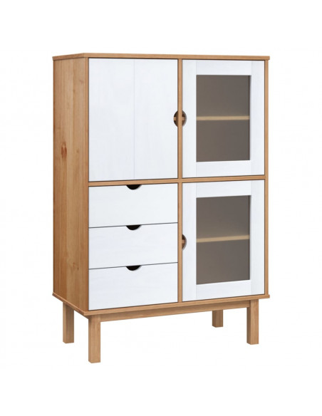 Credenza OTTA Marrone e Bianco 85x43x125 cm in Legno di Pino