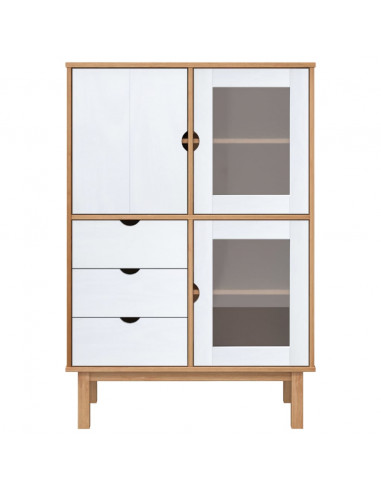 Credenza OTTA Marrone e Bianco 85x43x125 cm in Legno di Pino