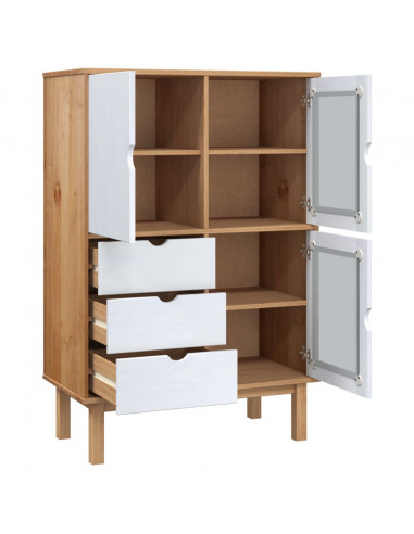 Credenza OTTA Marrone e Bianco 85x43x125 cm in Legno di Pino