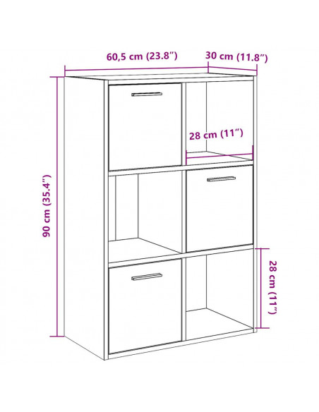 Libreria Legno Antico 60,5x30x90 cm in Legno Multistrato