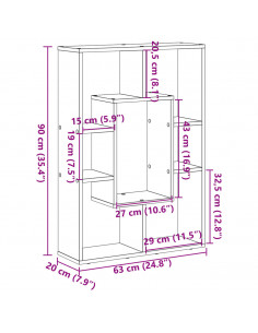 Libreria Legno Antico 63x20x90 cm in Truciolato