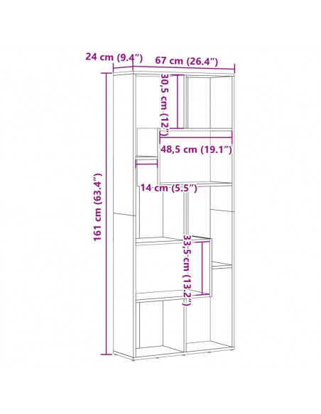 Libreria Legno Antico 67x24x161 cm in Truciolato