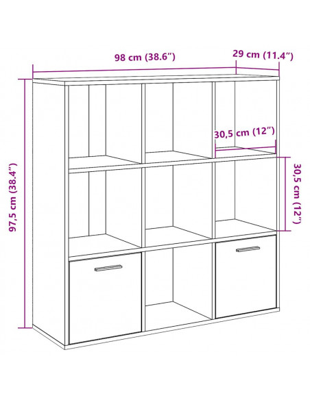 Libreria Legno Antico 98x29x97,5 cm in Legno Multistrato