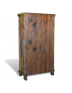 Libreria Multicolore in Legno Riciclato con 3 Scaffali e 2 Ante